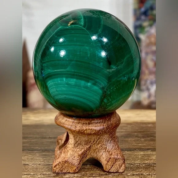 2155 Malachite Crystal Sphere - Picture 5 of 11